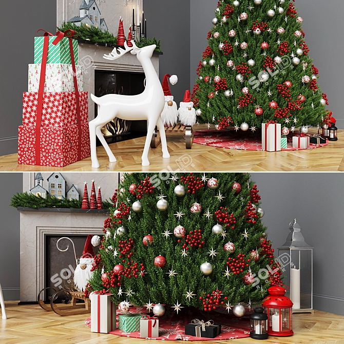 Festive Christmas Decor Set 3D model image 4