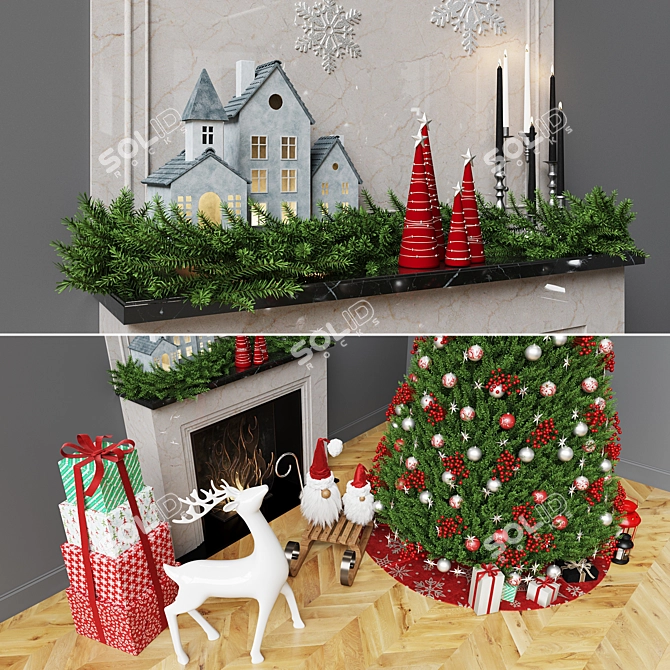 Festive Christmas Decor Set 3D model image 5