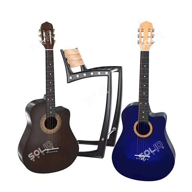 Versatile Acoustic Guitar with 2 Stylish Finishes 3D model image 1