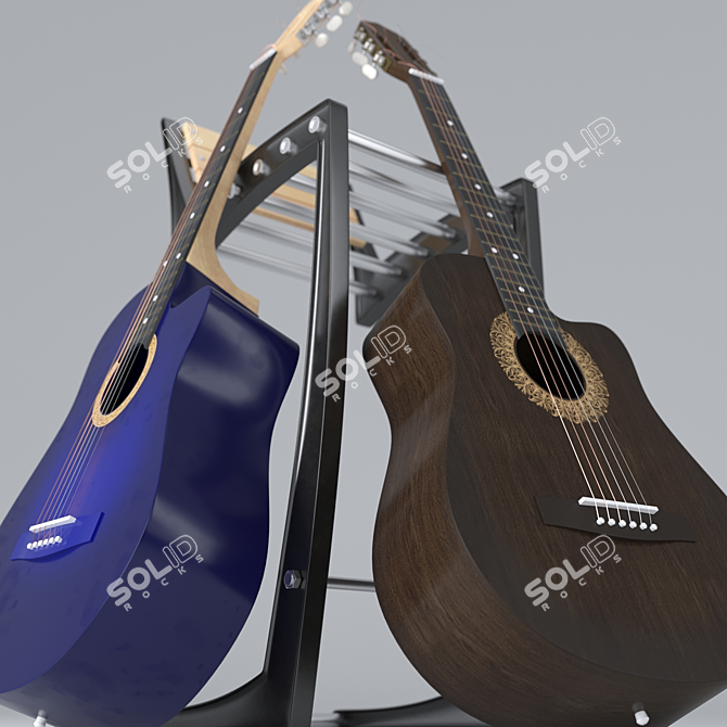 Versatile Acoustic Guitar with 2 Stylish Finishes 3D model image 2
