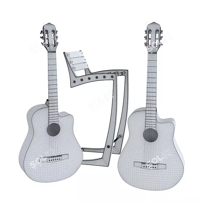 Versatile Acoustic Guitar with 2 Stylish Finishes 3D model image 4