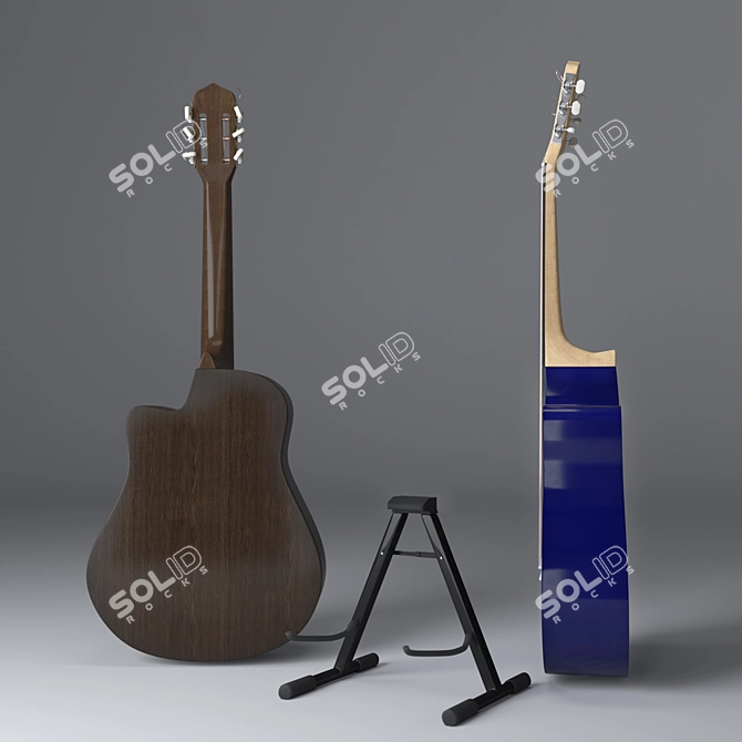Versatile Acoustic Guitar with 2 Stylish Finishes 3D model image 7