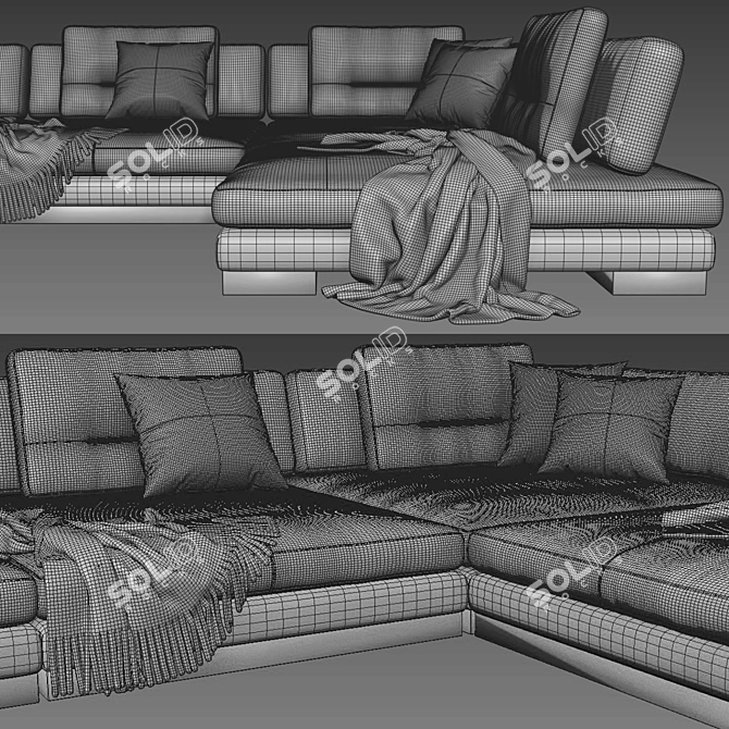 Luxury Blanche Ermes Sofa Set 3D model image 4