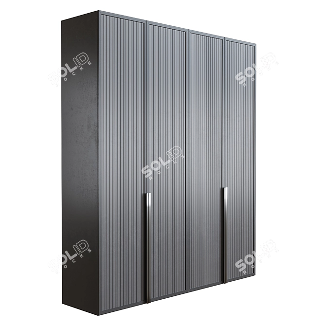 Stylish Illuminated Wardrobe Cupboard 3D model image 1