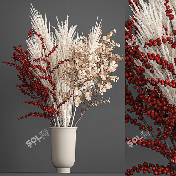Elegant Reed Bouquet in Menu Cyclades Vase 3D model image 1