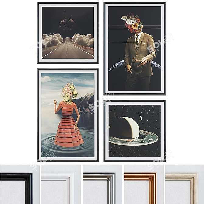 Modern Abstract Picture Frame Set 3D model image 1