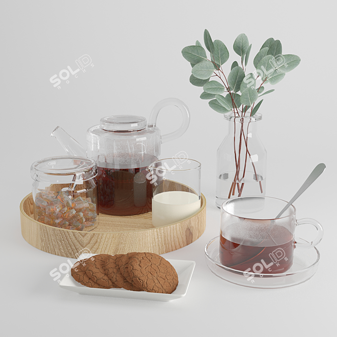 Elegant Piuma Glassware Set 3D model image 5