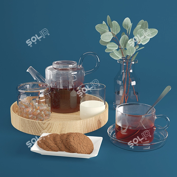 Elegant Piuma Glassware Set 3D model image 8