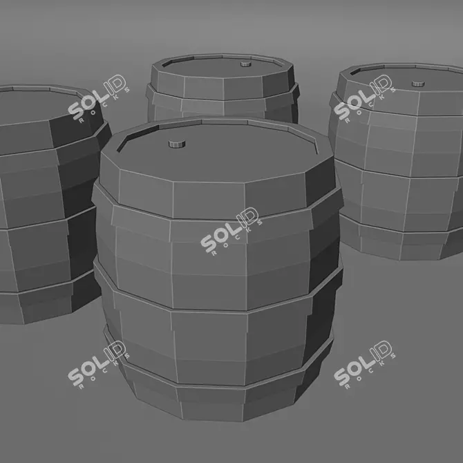 Minimalist Poly Barrel 3D model image 3