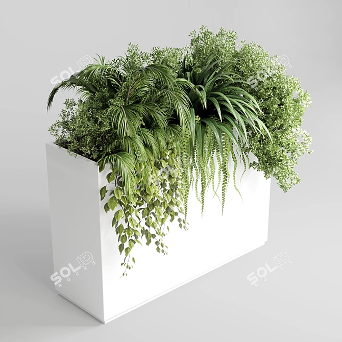 Indoor Plant Collection: 147 Plants in White Concrete Vase 3D model image 1