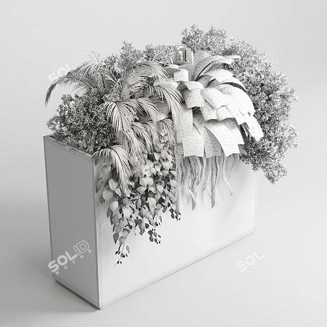 Indoor Plant Collection: 147 Plants in White Concrete Vase 3D model image 3