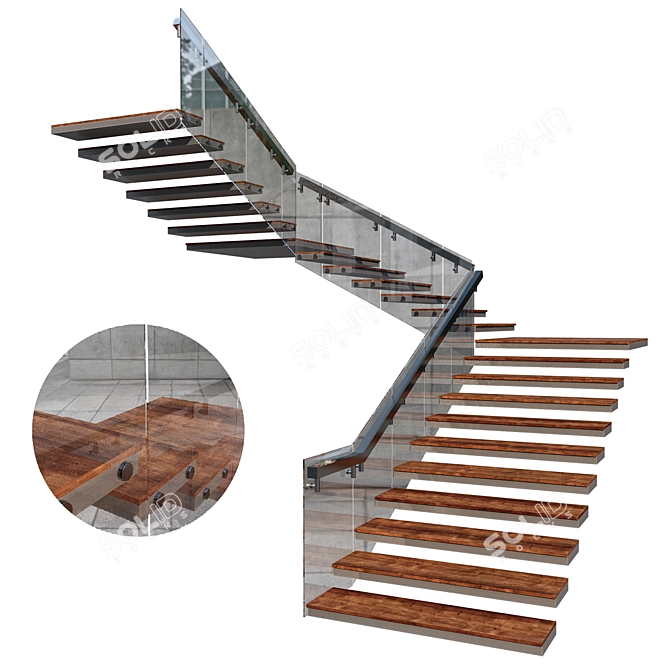 Contemporary Stairway Design 3D model image 1