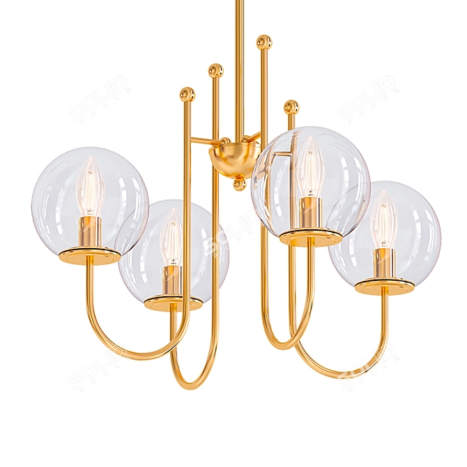 Modern Gold Globe Glass Chandelier 3D model image 1