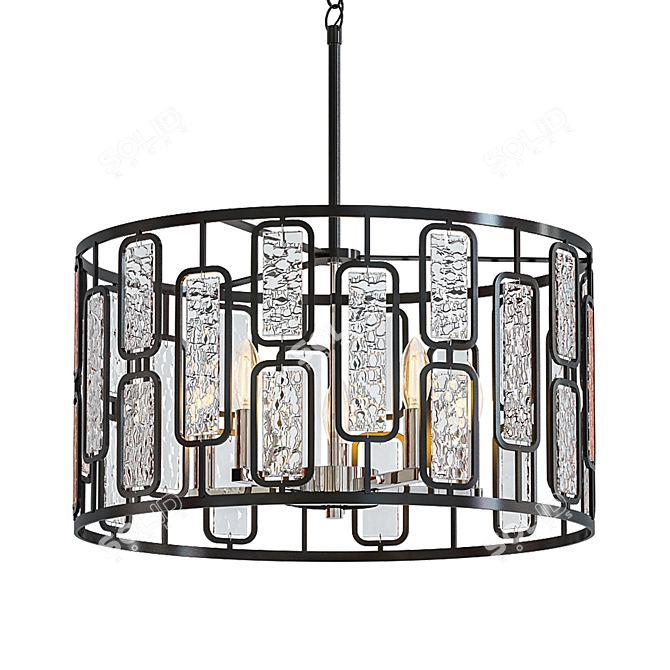 Luxury Black Crystal Drum Chandelier 3D model image 1