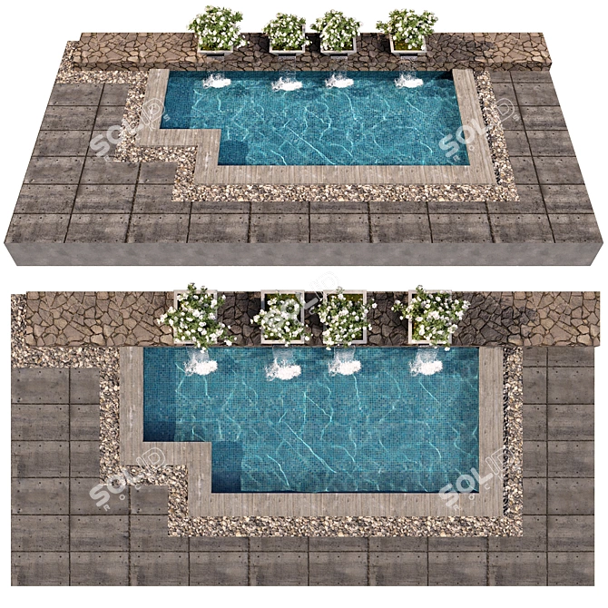 Stunning Pool Design with Caustics 3D model image 2