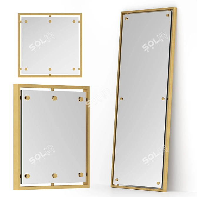 Elegant Aged Gold Mirror 3D model image 1