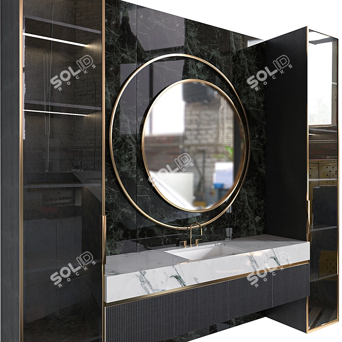 Modern Bathroom Furniture Set with Varying Dimensions 3D model image 2