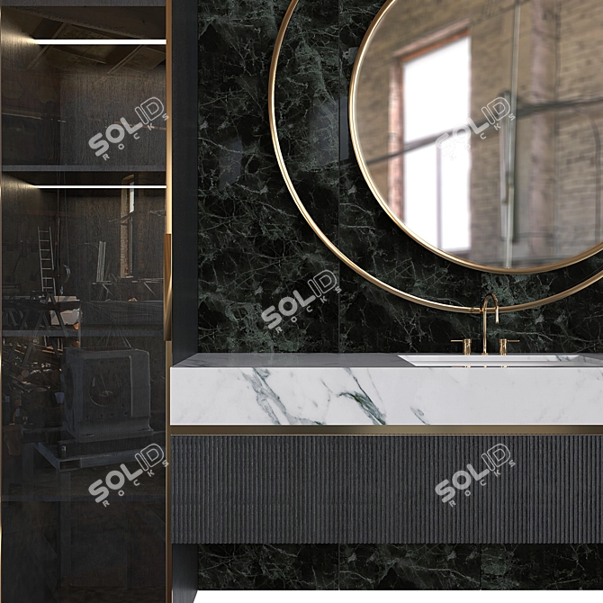 Modern Bathroom Furniture Set with Varying Dimensions 3D model image 3