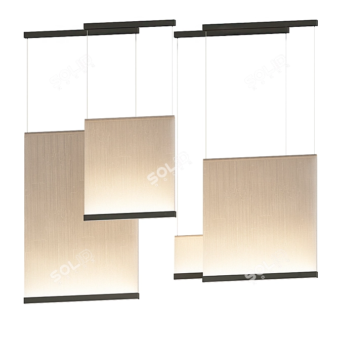 Elegant Curtain Fabric Pendant Lamp 3D model image 1