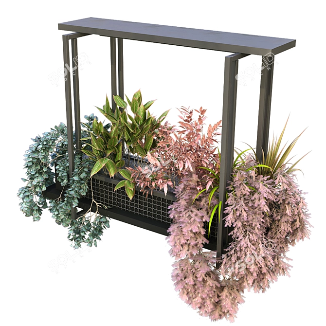 Modern Metal Indoor Plant Box Set 3D model image 4