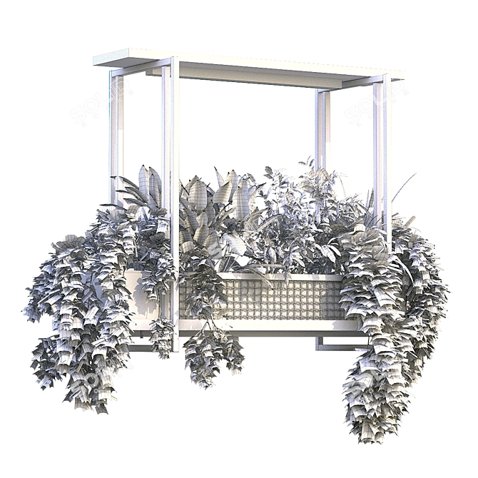 Modern Metal Indoor Plant Box Set 3D model image 6