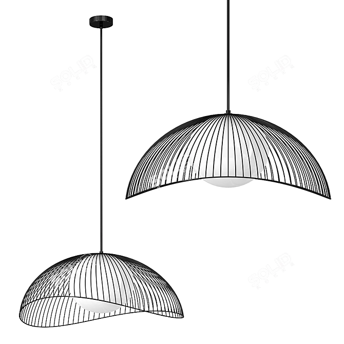 Fabronia Grid Glass Ball Pendant 3D model image 2