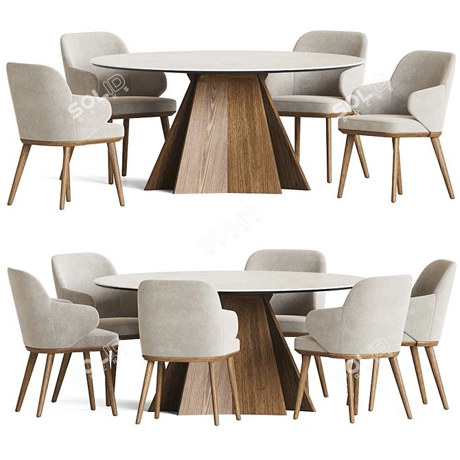 Elegant Foyer Dining Set 3D model image 1