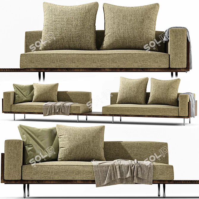 Elegant BRASILIA Fabric Sectional Sofa 3D model image 1