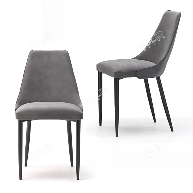 AERO B140 Dark Grey Velvet Chair 3D model image 3