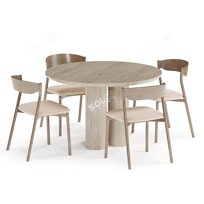 Elegant Wooden Tube Dining Table by Miniforms 3D model image 4