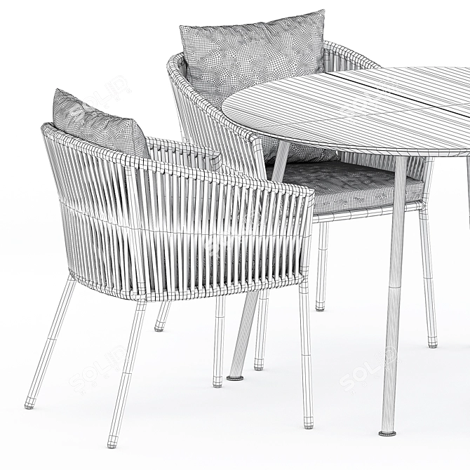 Sleek Porto Dining Chair & Agave Table 3D model image 5