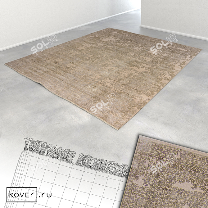 BURANO Floral Wool Silk Carpet 3D model image 2