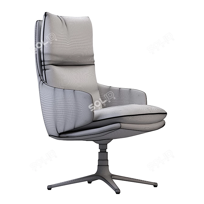 Title: Elegant White Swivel Accent Chair 3D model image 3