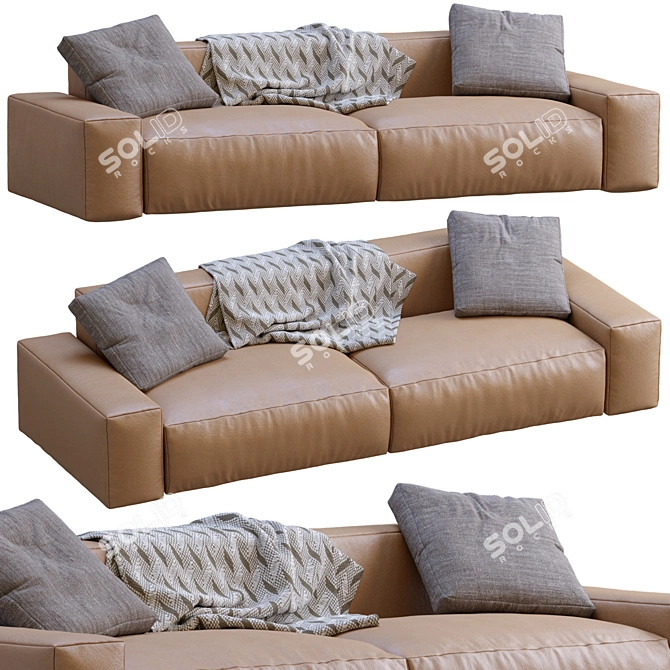 Jesse Leather Sofa Daniel: Stylish and Versatile 3D model image 2