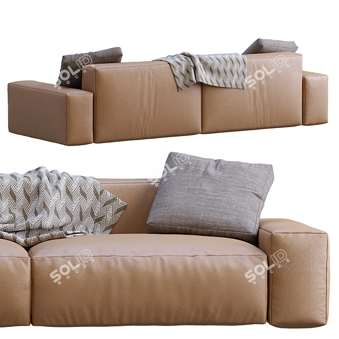 Jesse Leather Sofa Daniel: Stylish and Versatile 3D model image 7