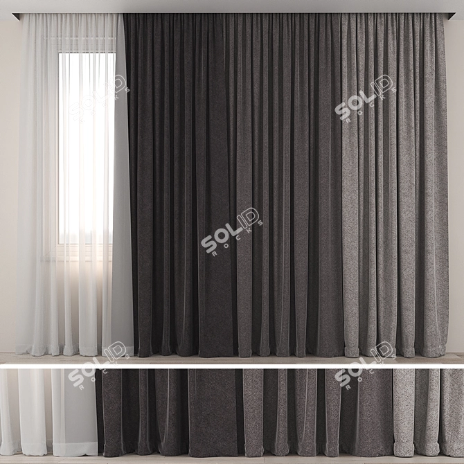 Title: Elegant Tulle Curtains - Minimalist Design 3D model image 1