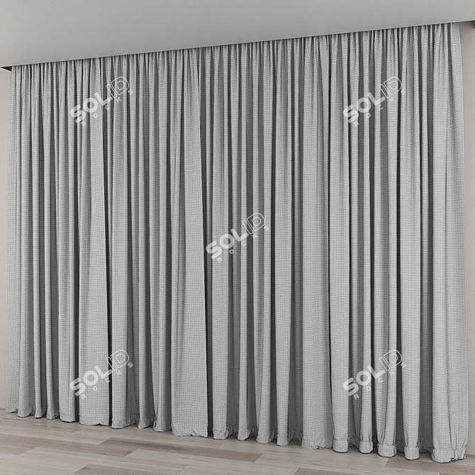 Title: Elegant Tulle Curtains - Minimalist Design 3D model image 3