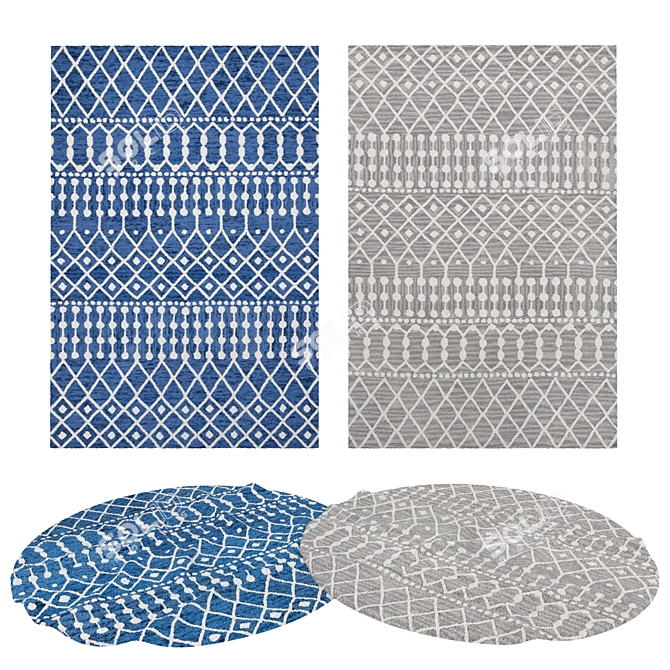 Versatile Rug Set: 8 Rugs with Folded and Unfolded Options 3D model image 1