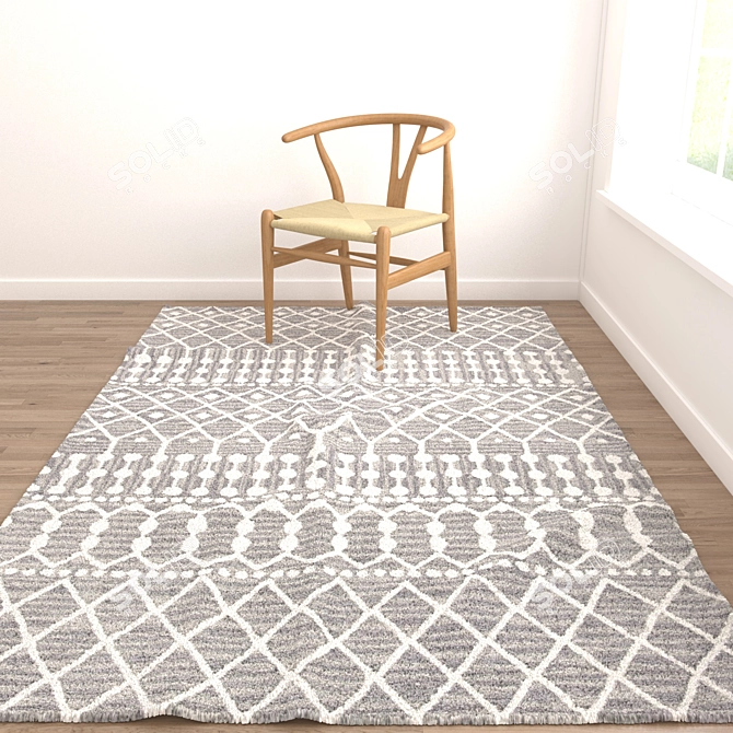 Versatile Rug Set: 8 Rugs with Folded and Unfolded Options 3D model image 5