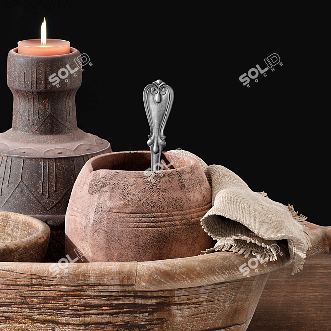 Exquisite Decor Collection: Candleholder, Jug & Bowl 3D model image 2