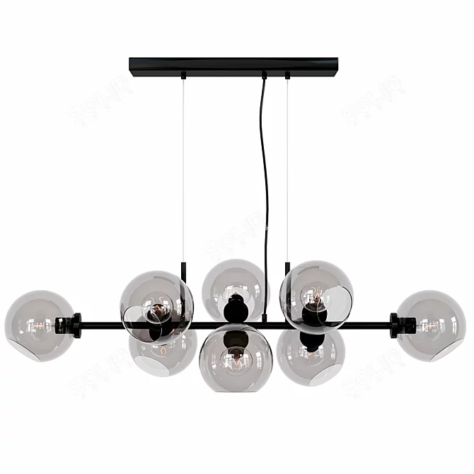 Elegant Glass Shade Rack Ceiling Lamp 3D model image 1