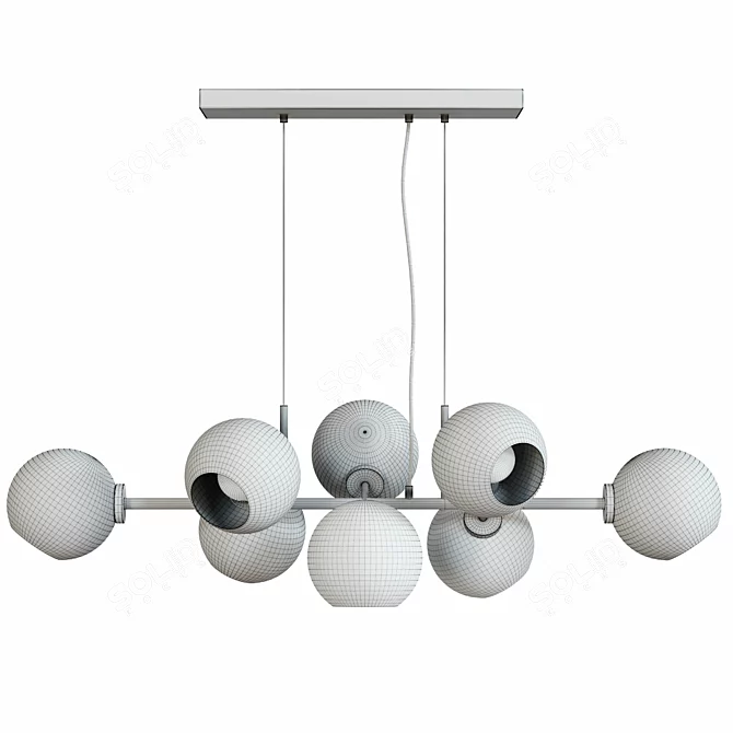 Elegant Glass Shade Rack Ceiling Lamp 3D model image 2