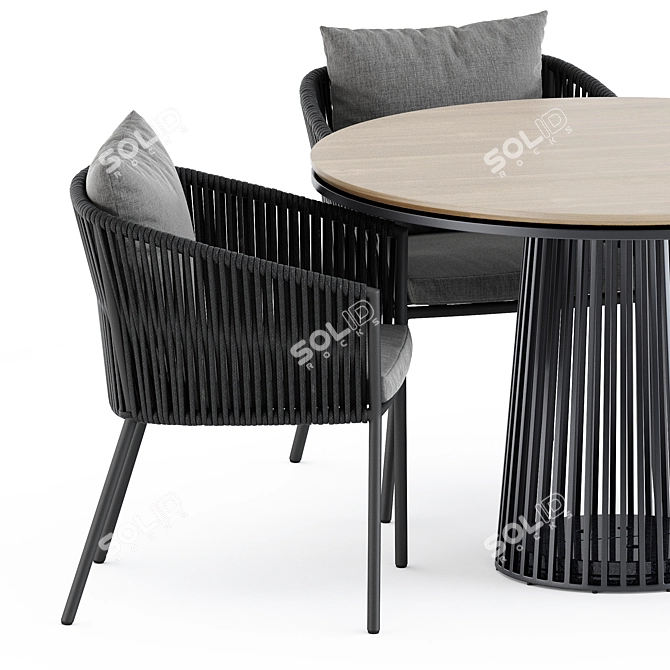 Modern Porto Chair & Grid Table Set 3D model image 2