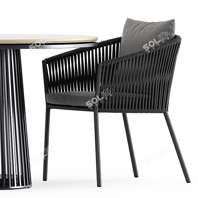 Modern Porto Chair & Grid Table Set 3D model image 3