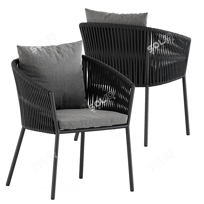 Modern Porto Chair & Grid Table Set 3D model image 4