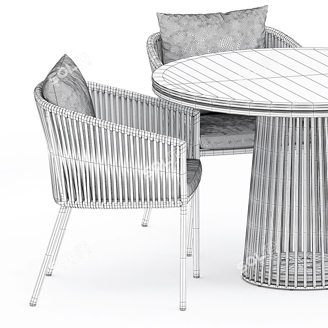 Modern Porto Chair & Grid Table Set 3D model image 5