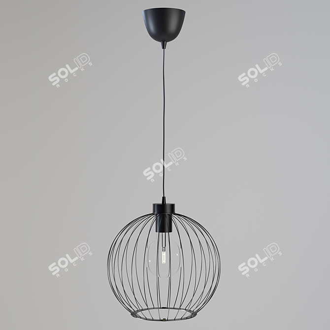 Modern Black Pendant Lamp 3D model image 2