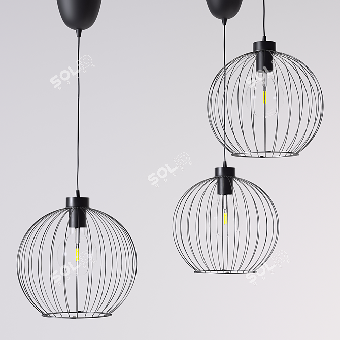 Modern Black Pendant Lamp 3D model image 3