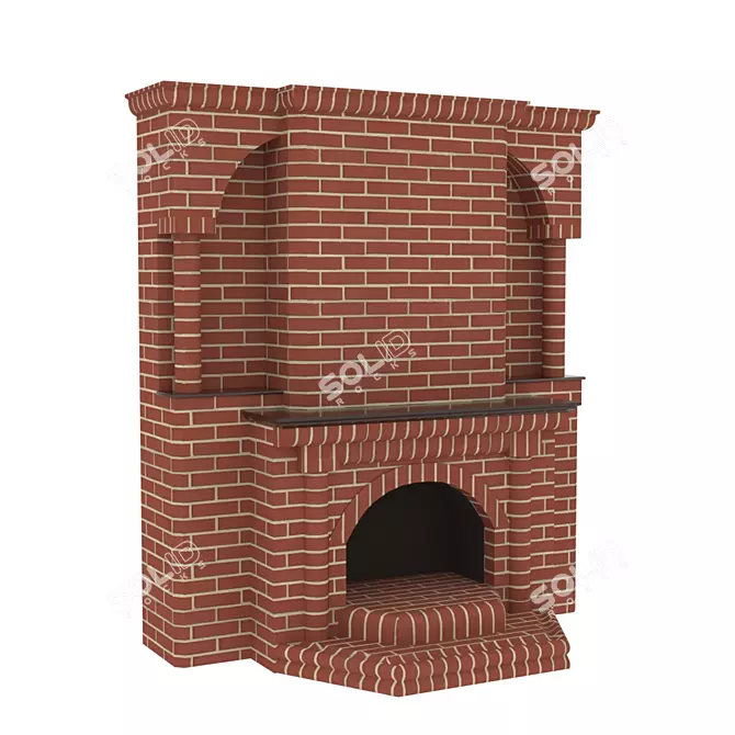 Elegant Brick Fireplace: Classic Charm 3D model image 1