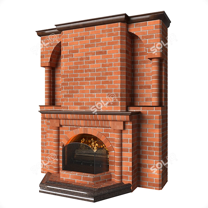 Elegant Brick Fireplace: Classic Charm 3D model image 4